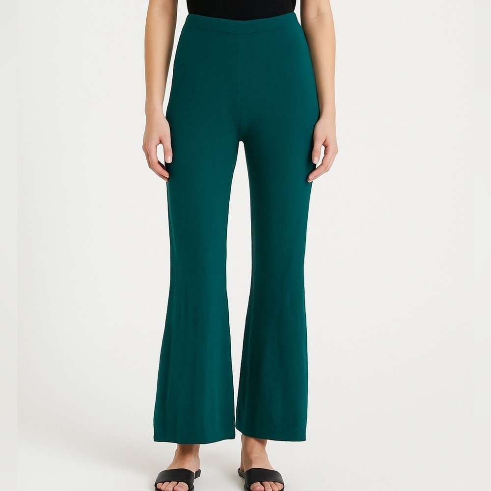 Free People Beach Teal Knit Flare Pull On Pants SIZE MEDIUM